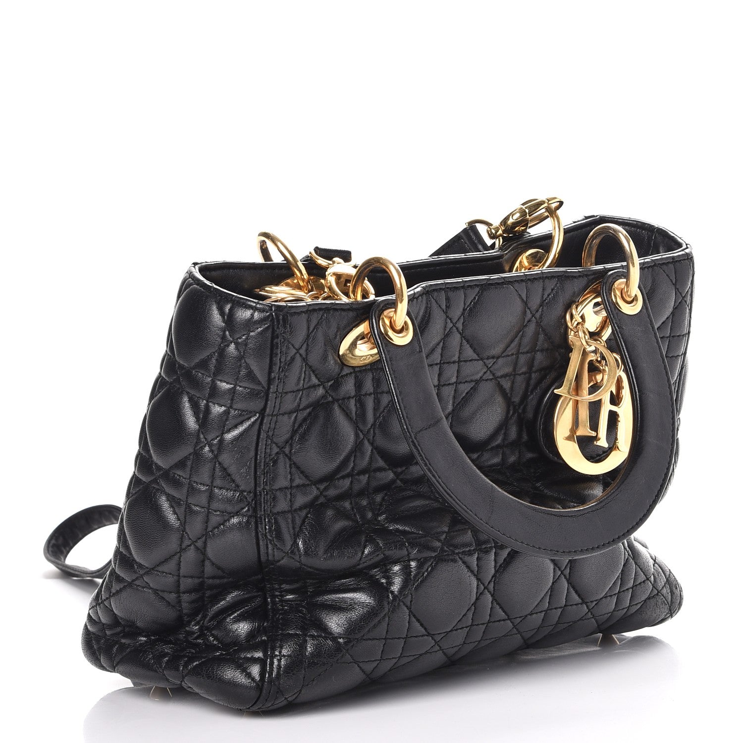 Christian Dior Lambskin Cannage Medium Lady Dior Black 9 of 9