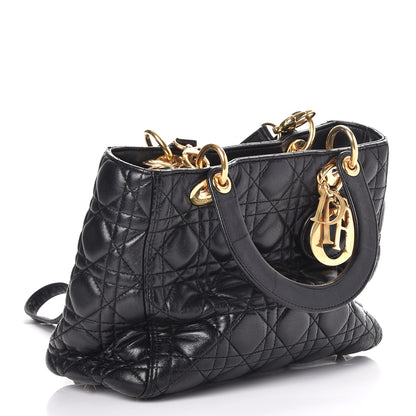 Christian Dior Lambskin Cannage Medium Lady Dior Black 9 of 9