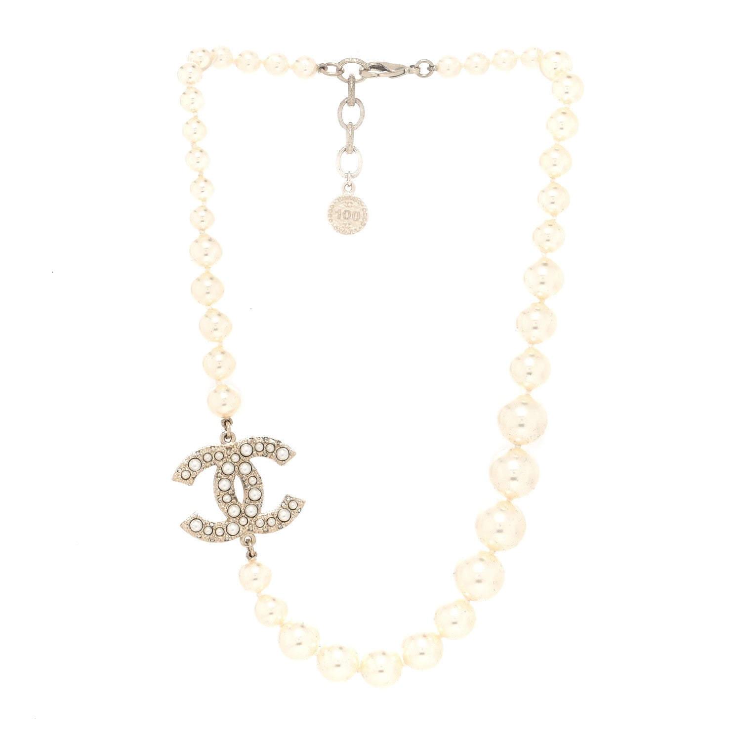 Chanel Pearl CC 100th Anniversary Necklace Light Gold 2 of 3