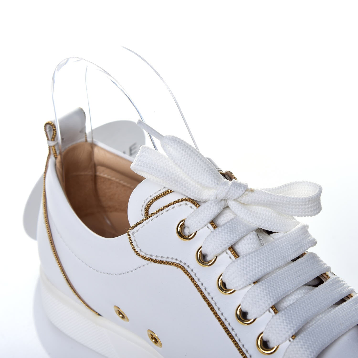 Christian Louboutin Calfskin Spikes Womens Rush Flat Sneakers 39 White Gold 9 of 9
