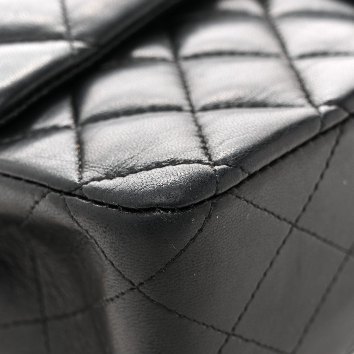 Lambskin Quilted Medium Double Flap Black