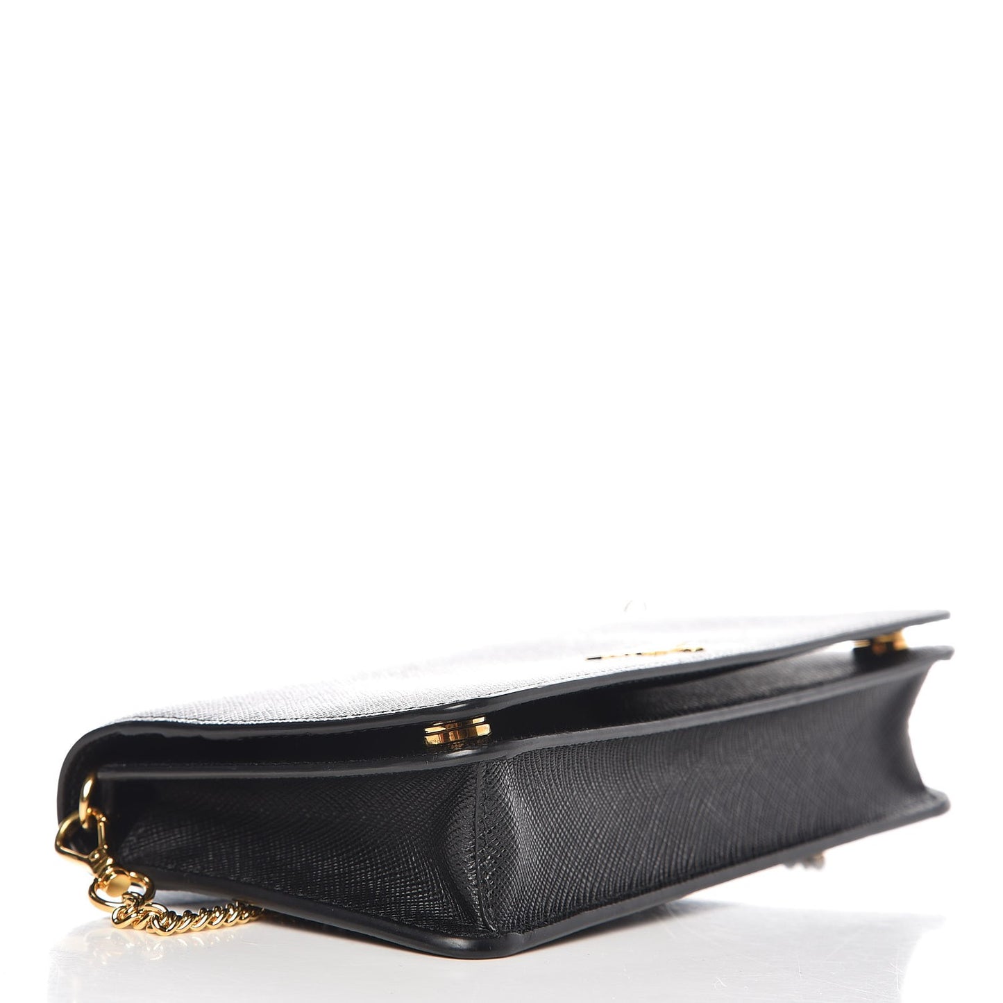 Saffiano Metal Mini Flap Crossbody Wristlet Bag Black