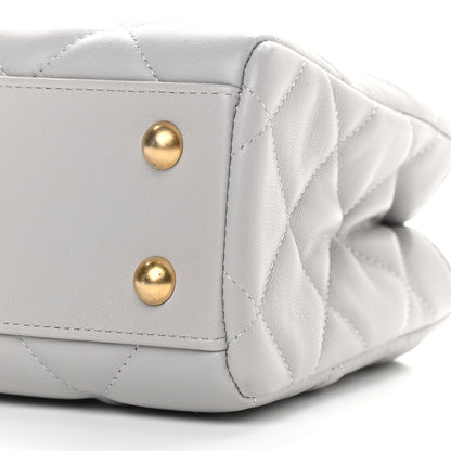 Chanel Calfskin Quilted Lady Handle Clutch Tote Grey 9 of 11