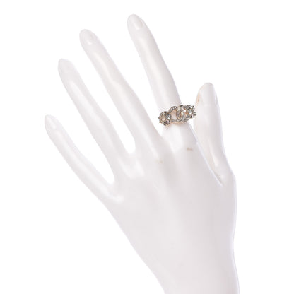 Chanel Crystal Poured Glass CC Ring 5 Gold 2 of 6