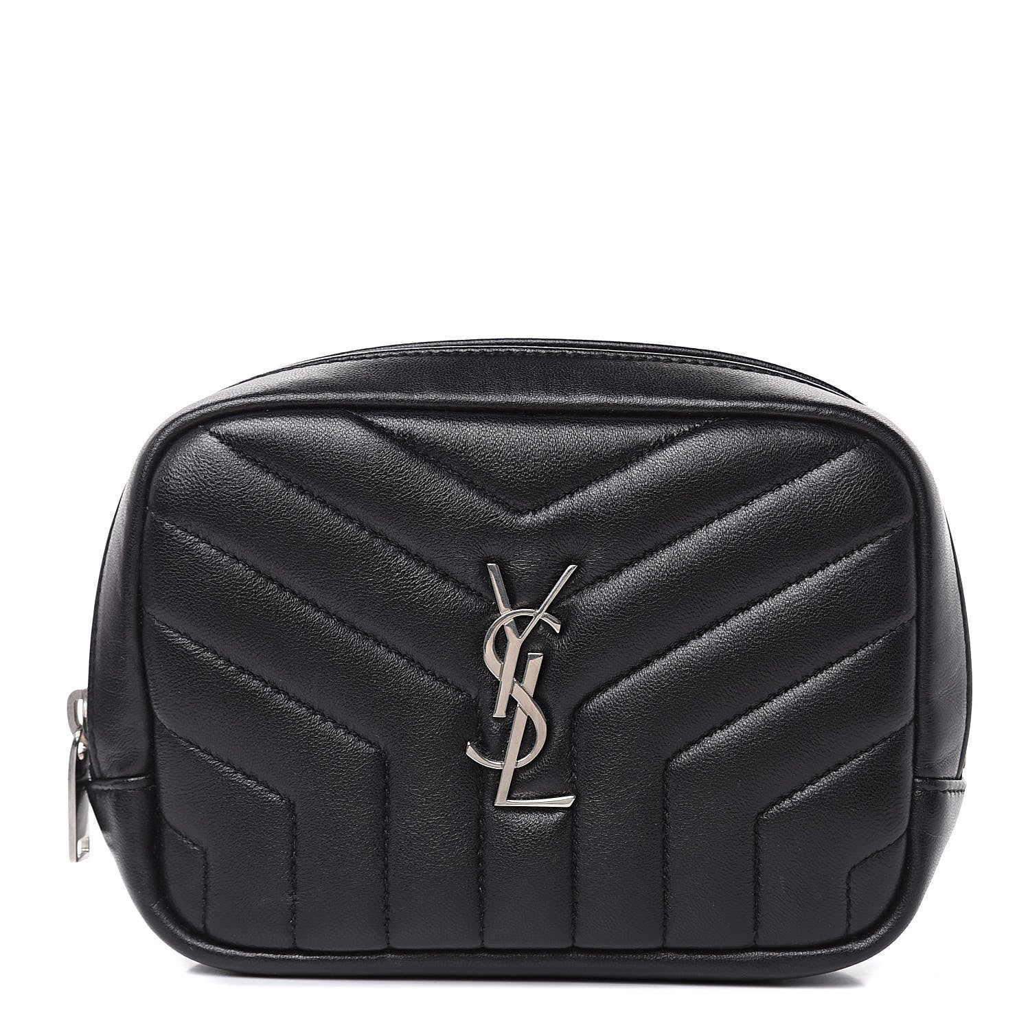Saint Laurent Lambskin Y Quilted Monogram Loulou Cosmetic Case Black 1 of 11