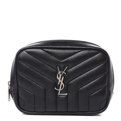 Saint Laurent Lambskin Y Quilted Monogram Loulou Cosmetic Case Black 1 of 11
