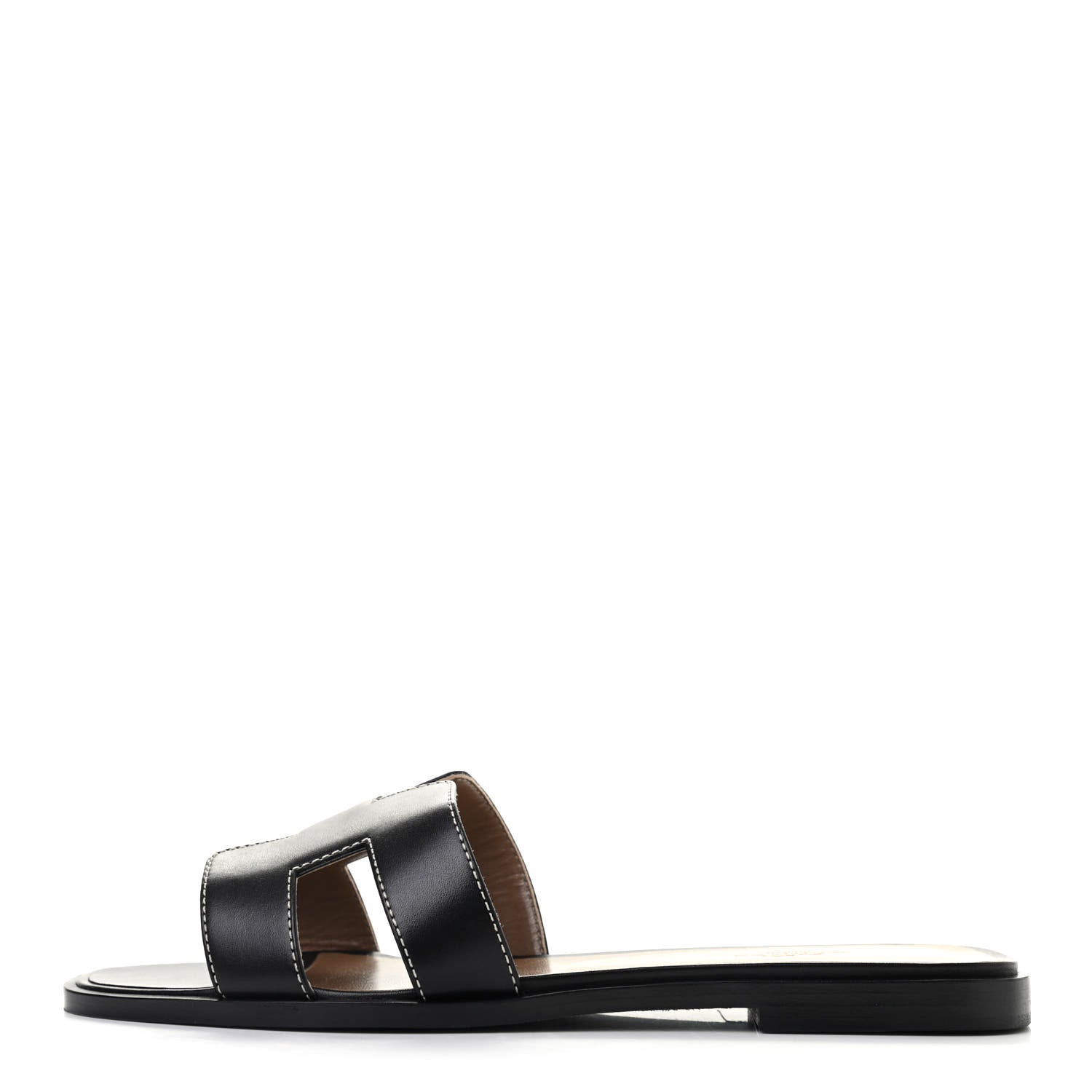 Hermes Box Calfskin Oran Sandals 39 Black 1 of 8