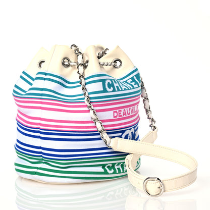 Chanel Mixed Fibers Lambskin Venise Biarritz Drawstring Bucket Bag Multicolor White 3 of 14