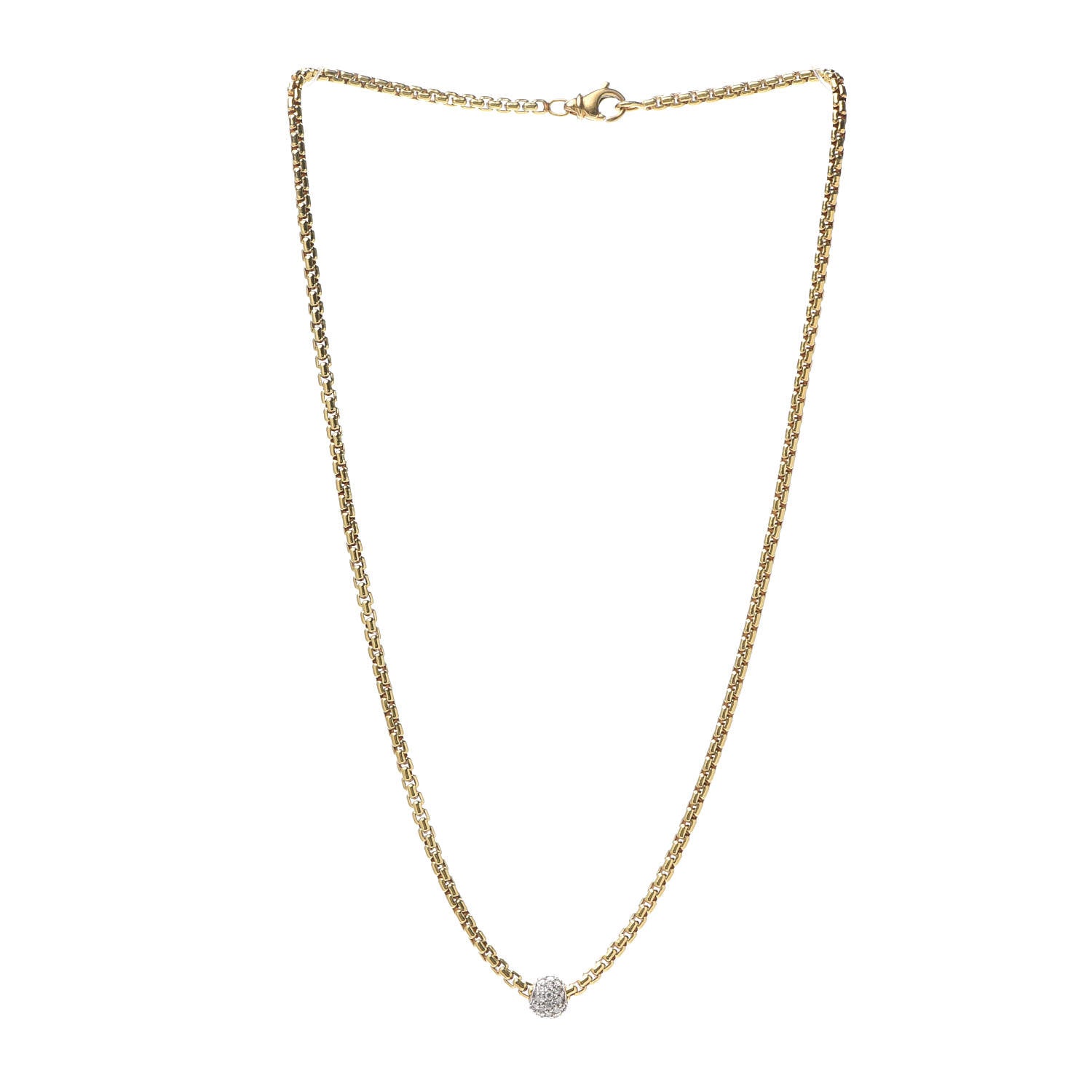 David Yurman 18K Yellow White Gold Diamond Pave Ball Pendant Necklace 3 of 5