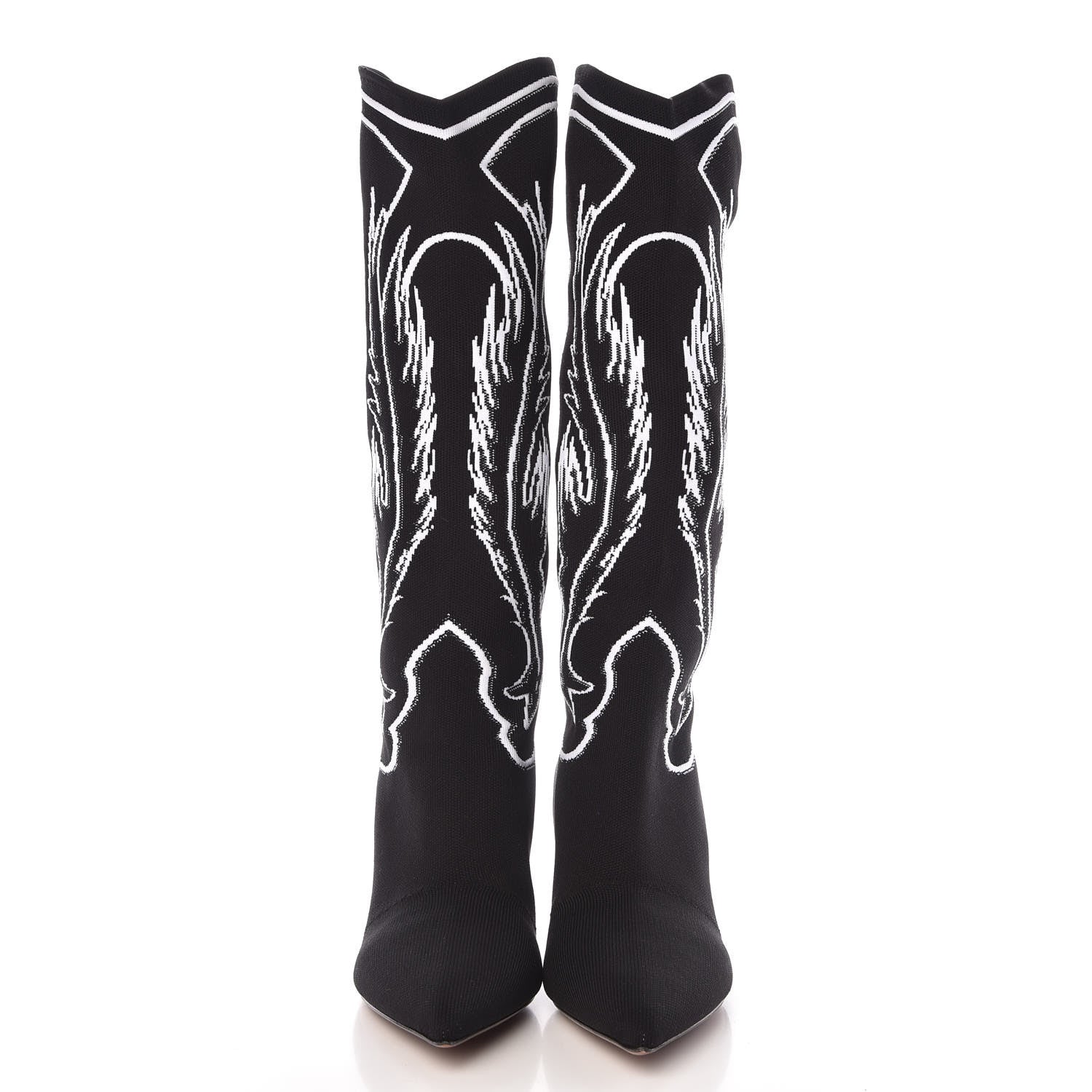 Christian Dior Jacquard Knit Fabric Spirit Mid-Calf Boot 41 Black 2 of 8