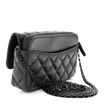 Chanel Aged Calfskin Quilted 2.55 Reissue Phone Holder With Chain So Black 3 of 13