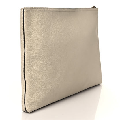 Gucci Pebbled Calfskin Medium Logo Portfolio Clutch White 3 of 7