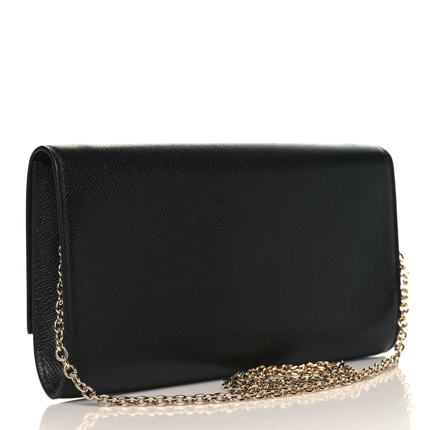 Calfskin Gancini Wallet On Chain Black