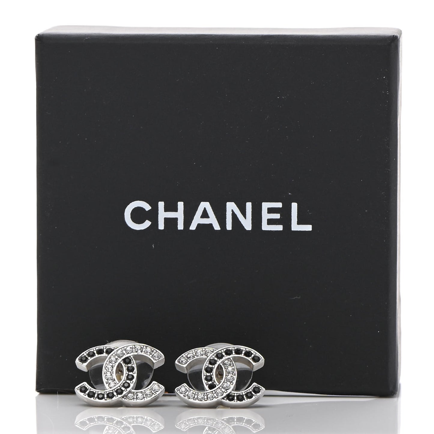 Crystal CC Earrings Silver Black