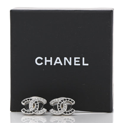 Chanel Crystal CC Earrings Silver Black 5 of 5