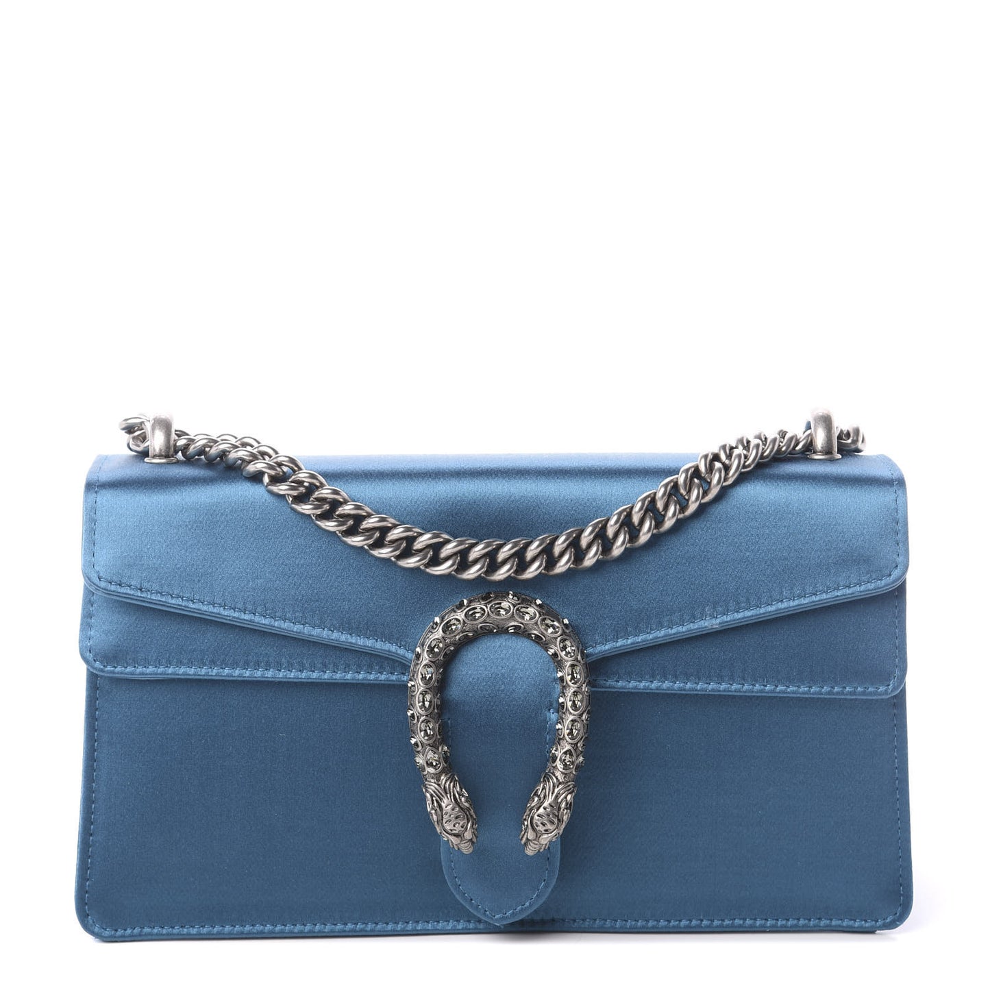 Satin Silk Crystal Small Dionysus Shoulder Bag Turchese Black Diamond