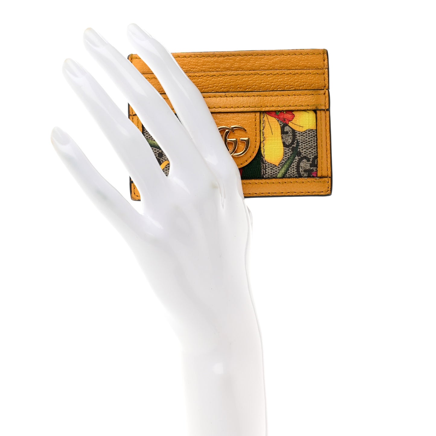 GG Supreme Monogram Flora Web Ophidia Card Holder Beige Multicolor Crop