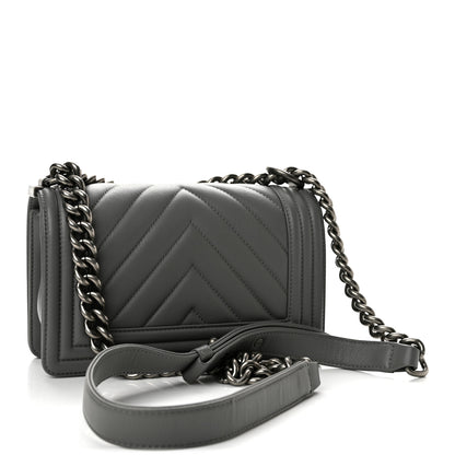 Chanel Calfskin Chevron Quilted Small Boy Flap Grey 3 of 12