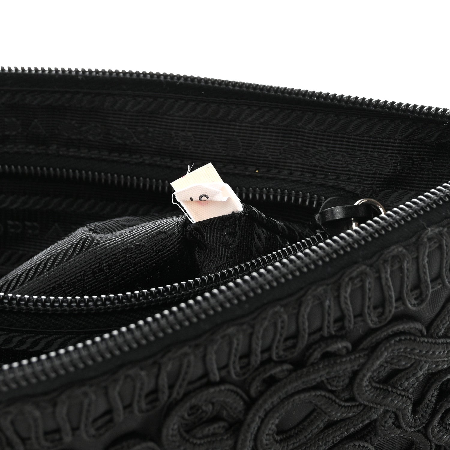 Prada Passamaneria Embroidered Clutch Black 7 of 7
