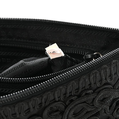 Prada Passamaneria Embroidered Clutch Black 7 of 7