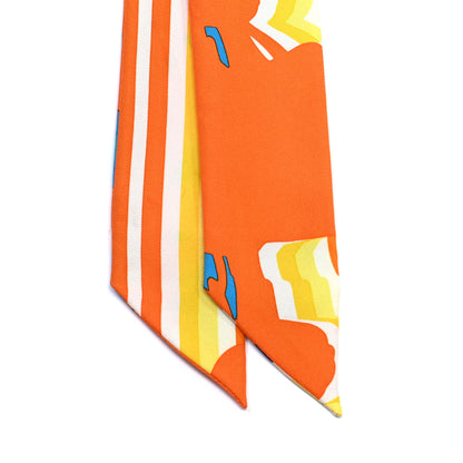 Hermes Silk Brides De Gala Shadow Twilly Orange Jaune Turquoise 2 of 3