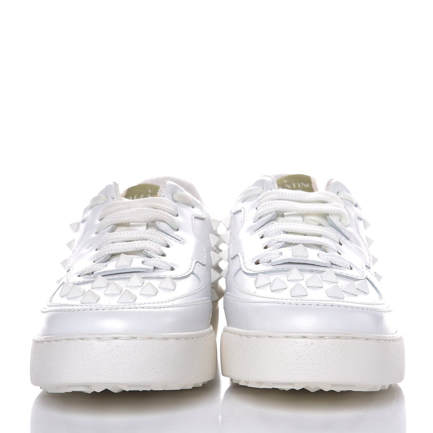 Calfskin Rockstud Sneakers 38 White