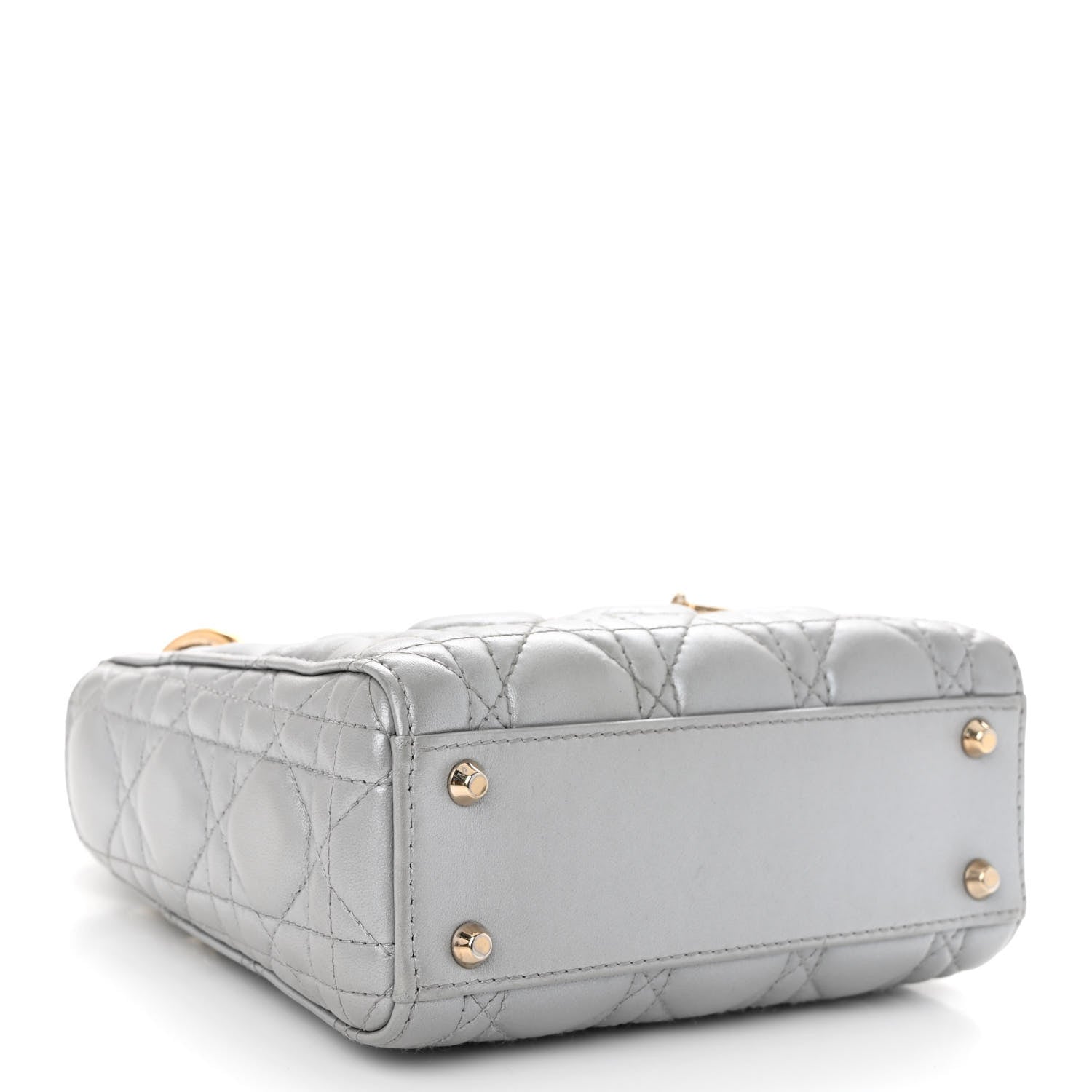 Christian Dior Metallic Lambskin Cannage Mini Lady Dior Grey 4 of 9