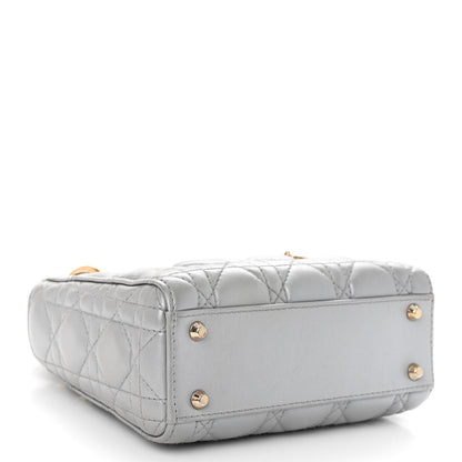 Christian Dior Metallic Lambskin Cannage Mini Lady Dior Grey 4 of 9