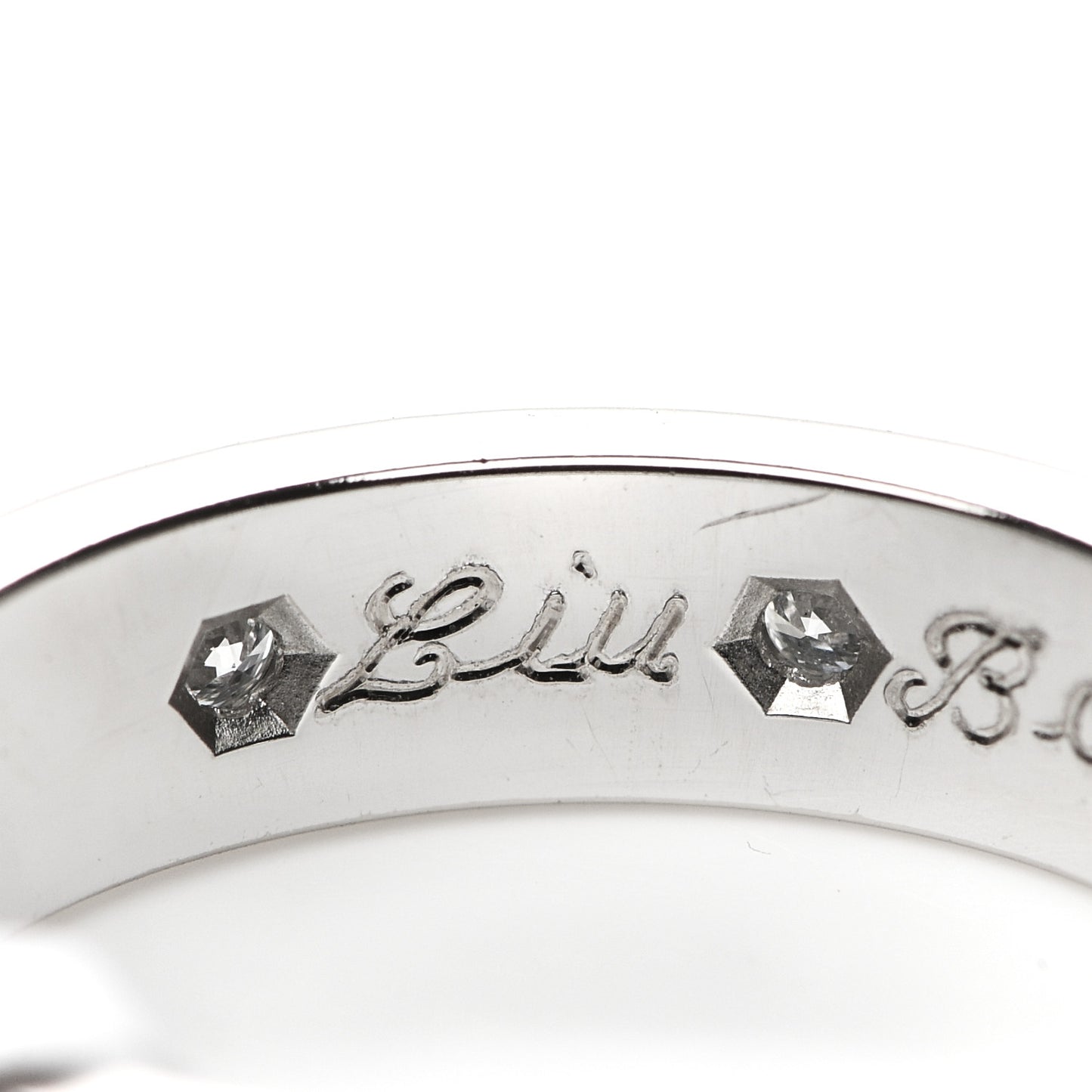 18K White Gold 8 Diamond 4mm Wedding Band LOVE Ring 47 4
