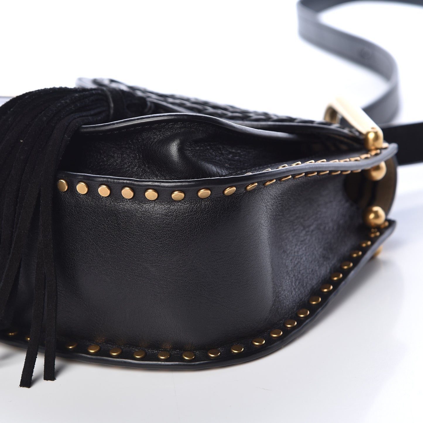 Calfskin Braided Mini Hudson Shoulder Bag Black