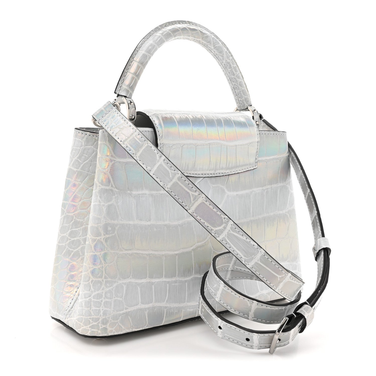 Louis Vuitton Iridescent Alligator Capucines BB Silver 1601145