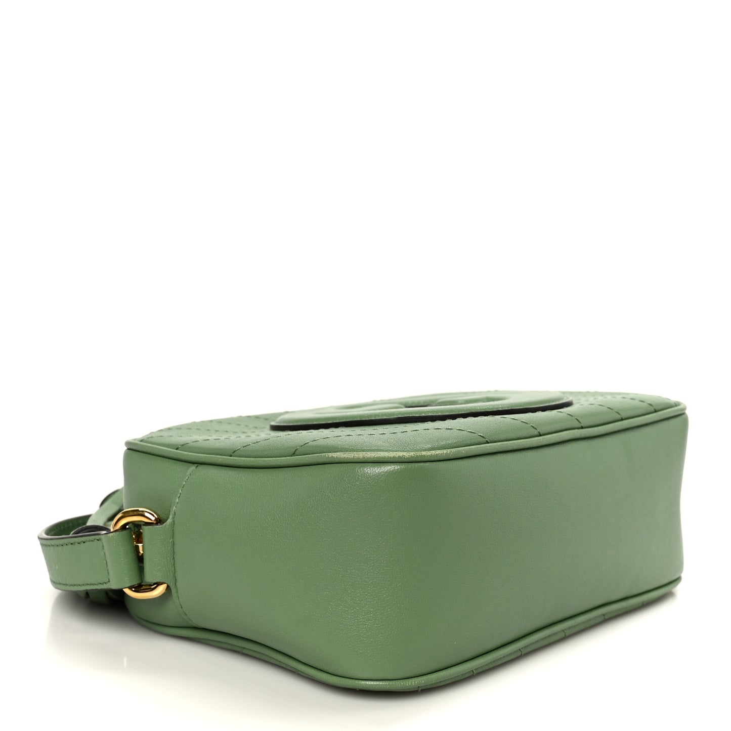 Sakai Be Green Calfskin Diagonal Stitched Small Blondie Shoulder Bag Light Green