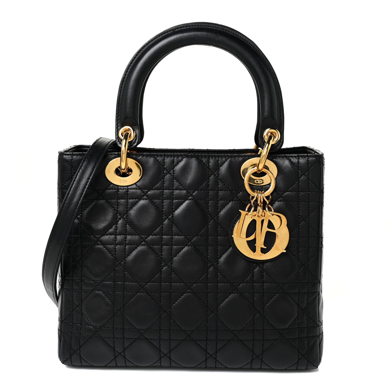 Christian Dior Lambskin Cannage Medium Lady Dior Black 1 of 15