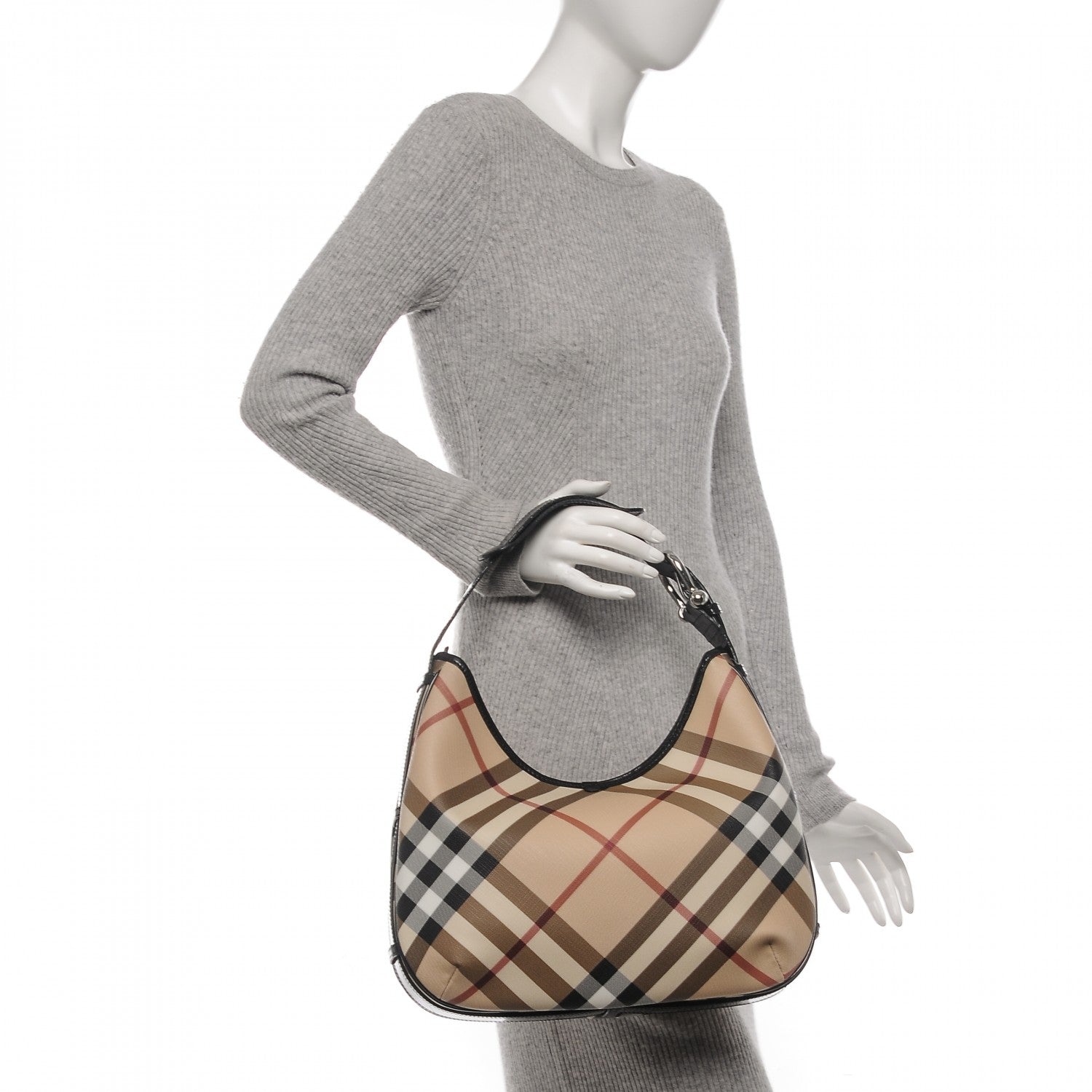 Burberry Supernova Check Medium Barton Hobo Black 2 of 10