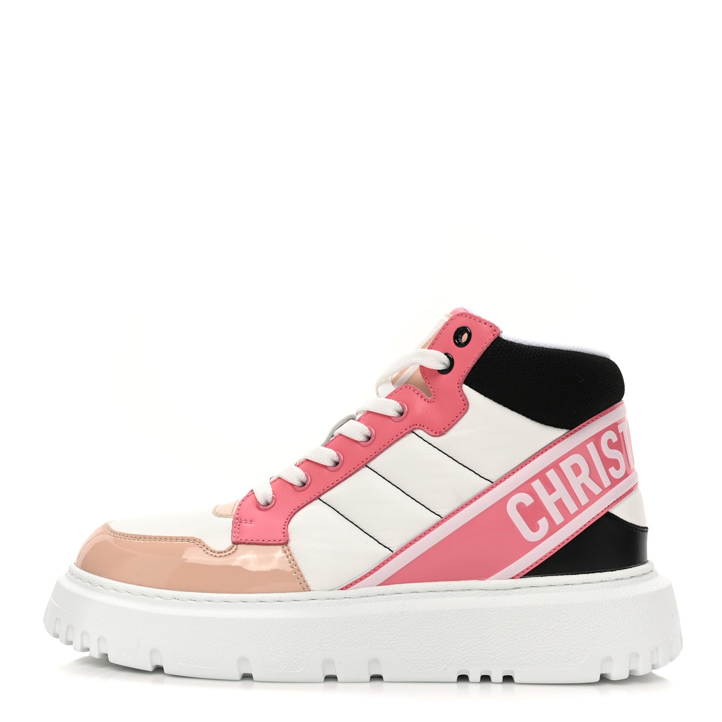 Nylon Calfskin Womens D-Player High Top Sneakers 39 Pink