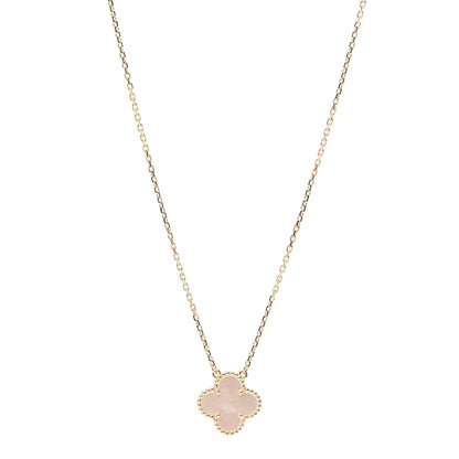Van Cleef & Arpels 18K Yellow Gold Mother of Pearl Vintage Alhambra Pendant Necklace 1 of 8