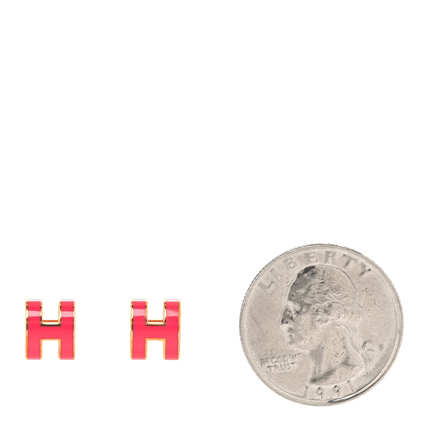 Hermes Rose Gold Lacquered Mini Pop H Earrings Rose Extreme 2 of 6