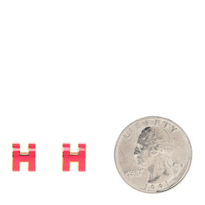 Hermes Rose Gold Lacquered Mini Pop H Earrings Rose Extreme 2 of 6