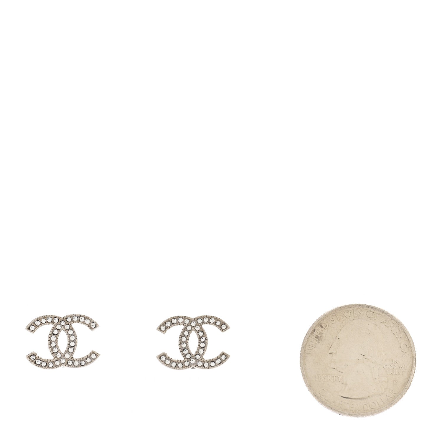 Chanel Crystal CC Earrings Silver 5 of 10