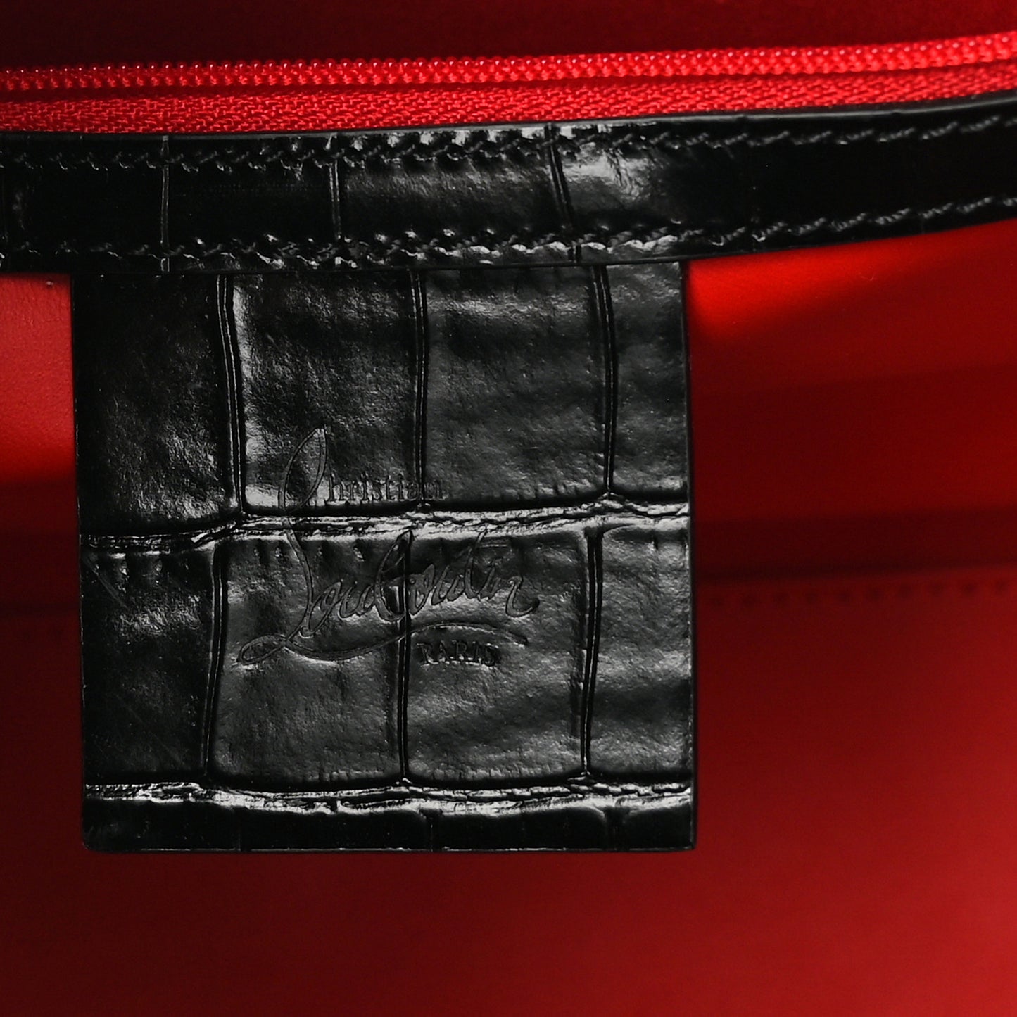 Calfskin Crocodile Embossed Studded Medium Paloma S Black