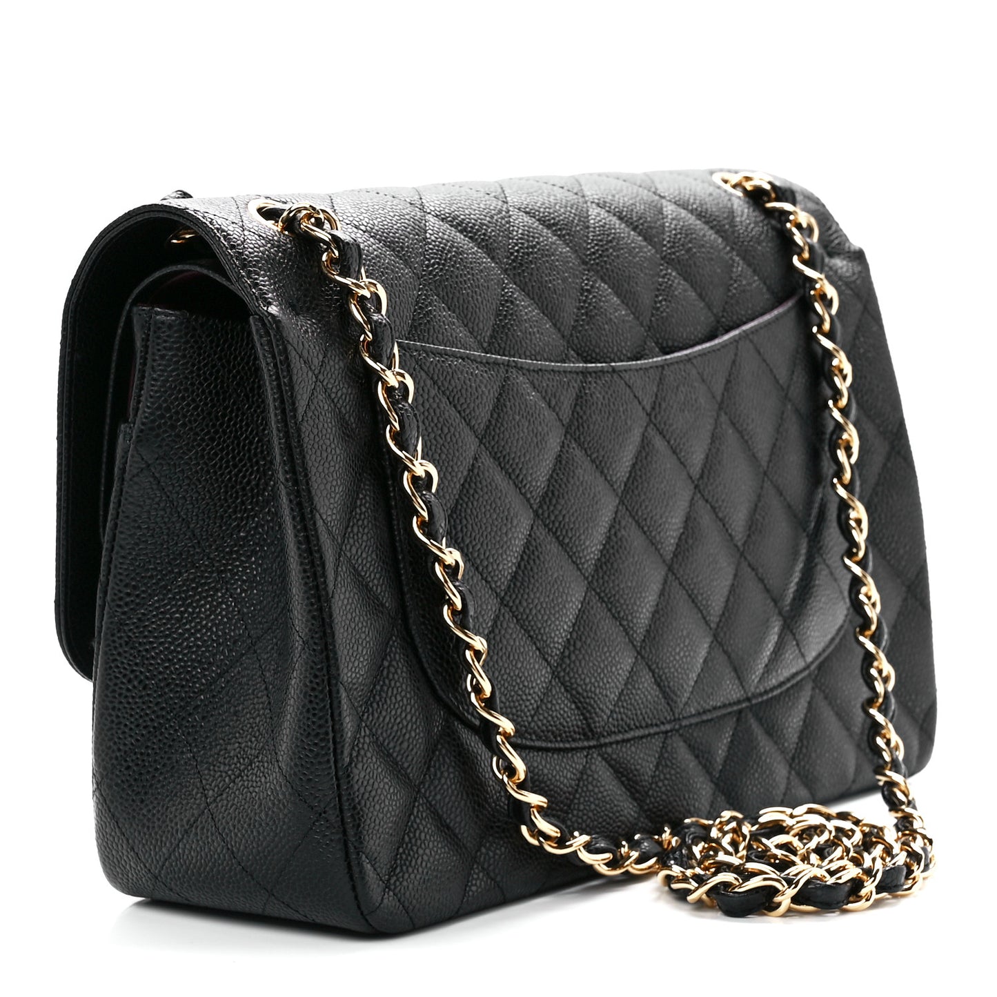 Caviar Quilted Jumbo Double Flap Black