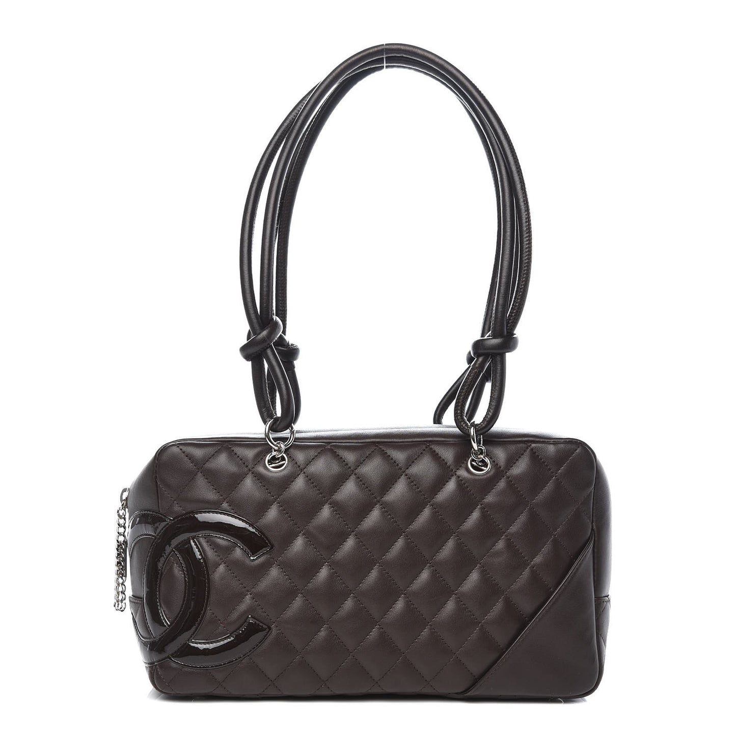 Calfskin Quilted Large Cambon Bowler Dark Brown
