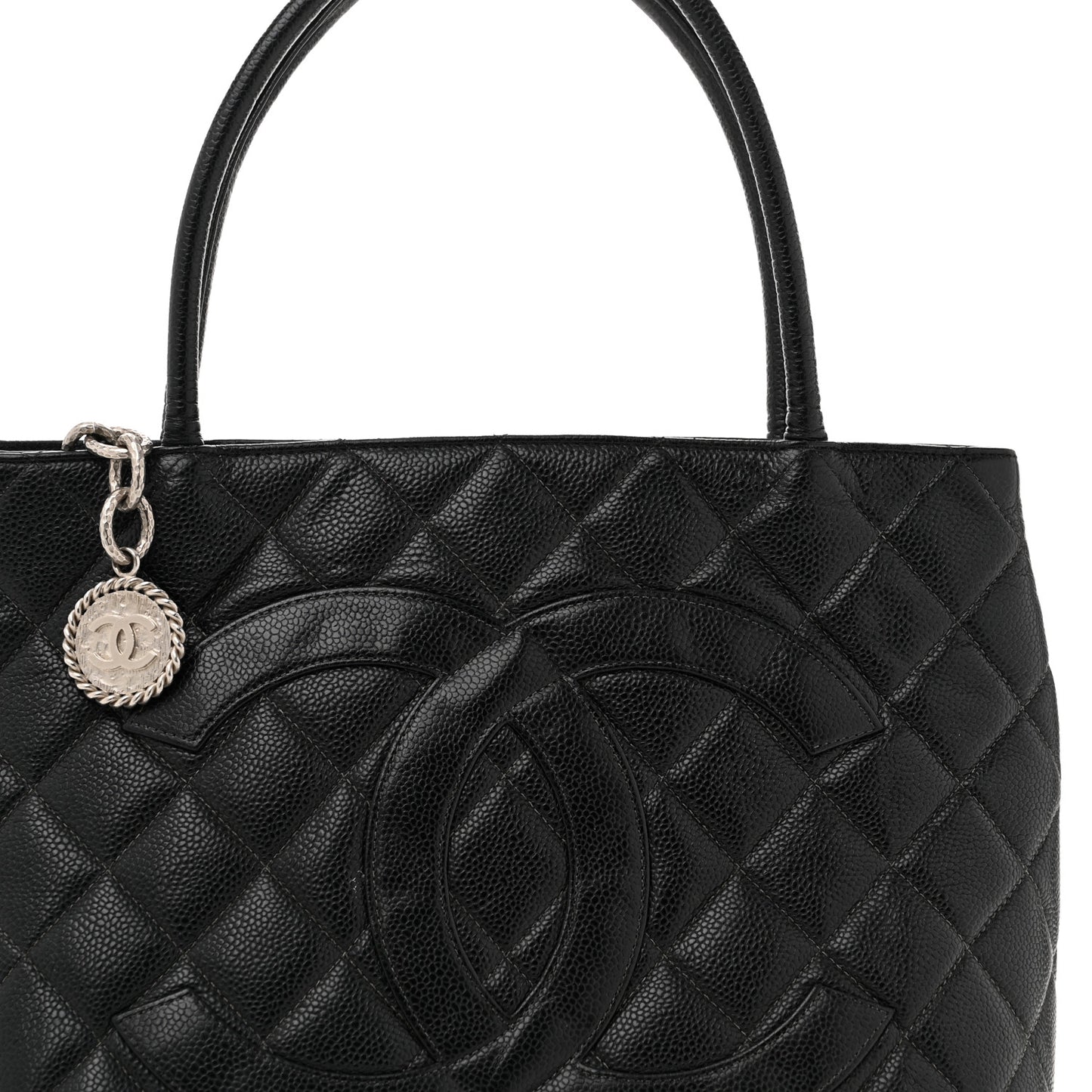 Caviar Quilted Medallion Tote Black
