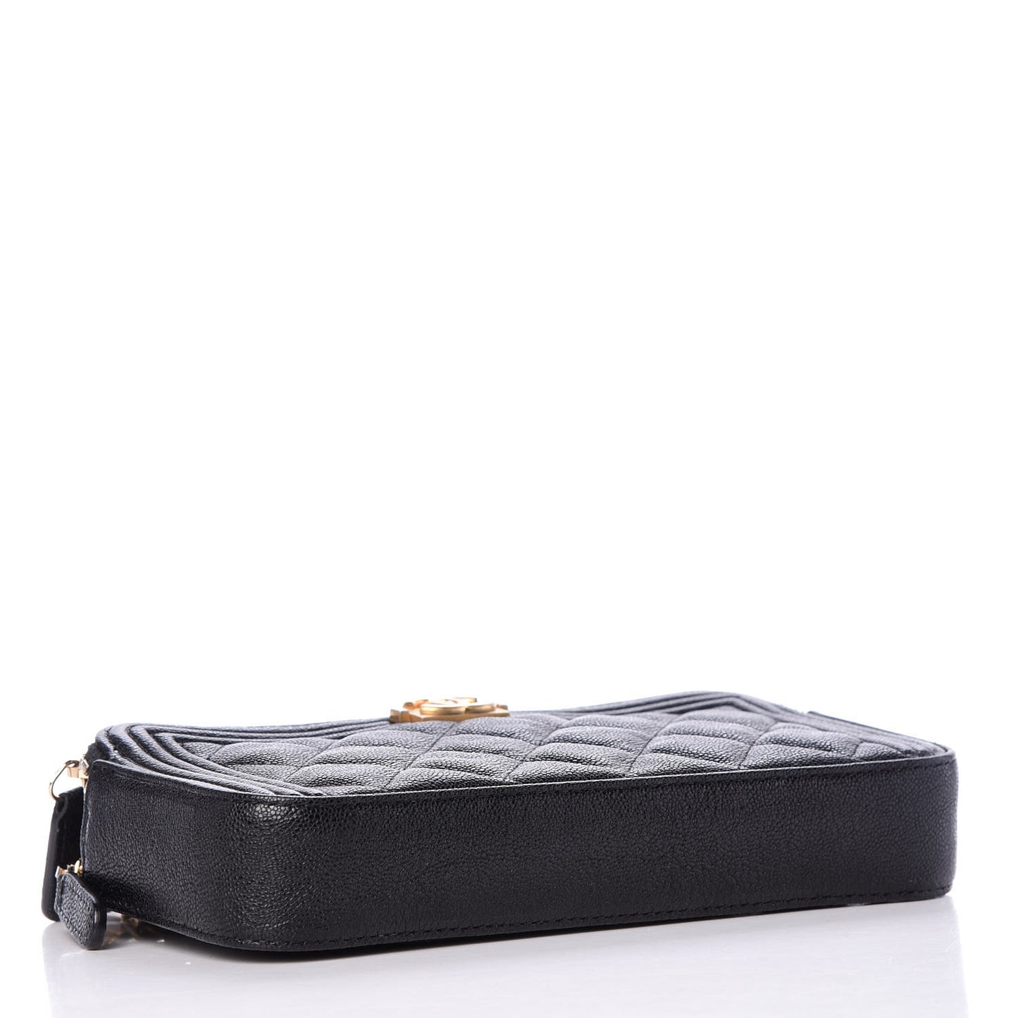 Caviar Quilted Small Boy Clutch With Chain Black