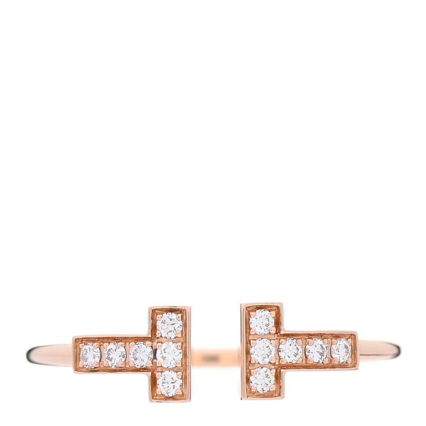 18K Rose Gold Diamond T Wire Ring 58 8.25
