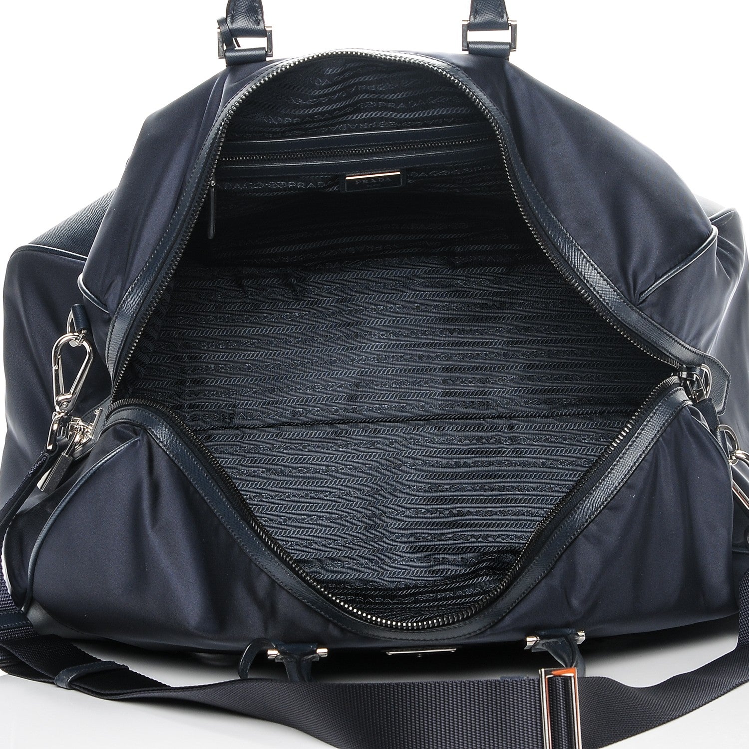 Prada Tessuto Nylon Saffiano Duffle Blue 5 of 8