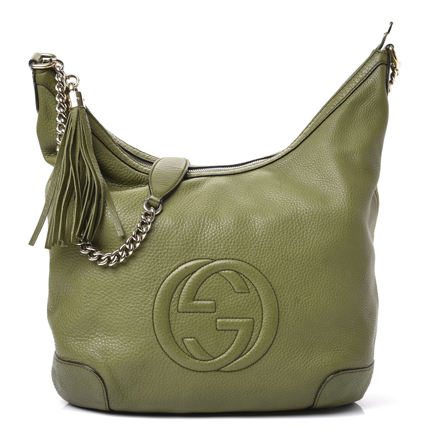 Pebbled Calfskin Medium Soho Chain Hobo Green