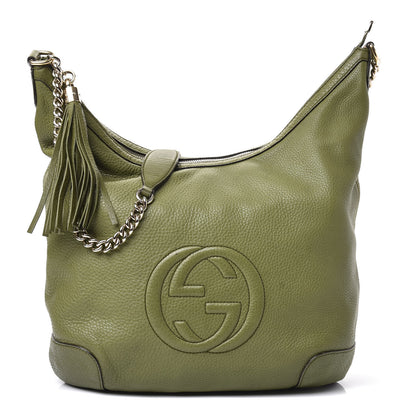Gucci Pebbled Calfskin Medium Soho Chain Hobo Green 1 of 12