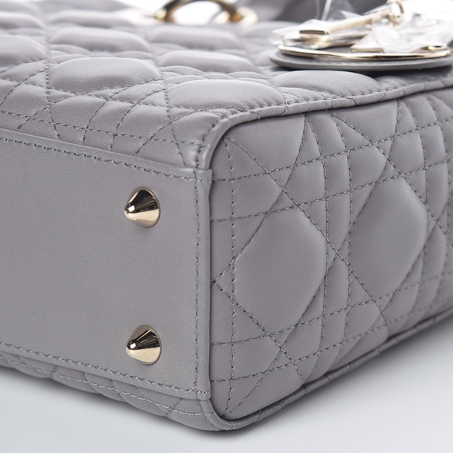 Christian Dior Lambskin Cannage Small Lucky Badges My Lady Dior Grey 9 of 10