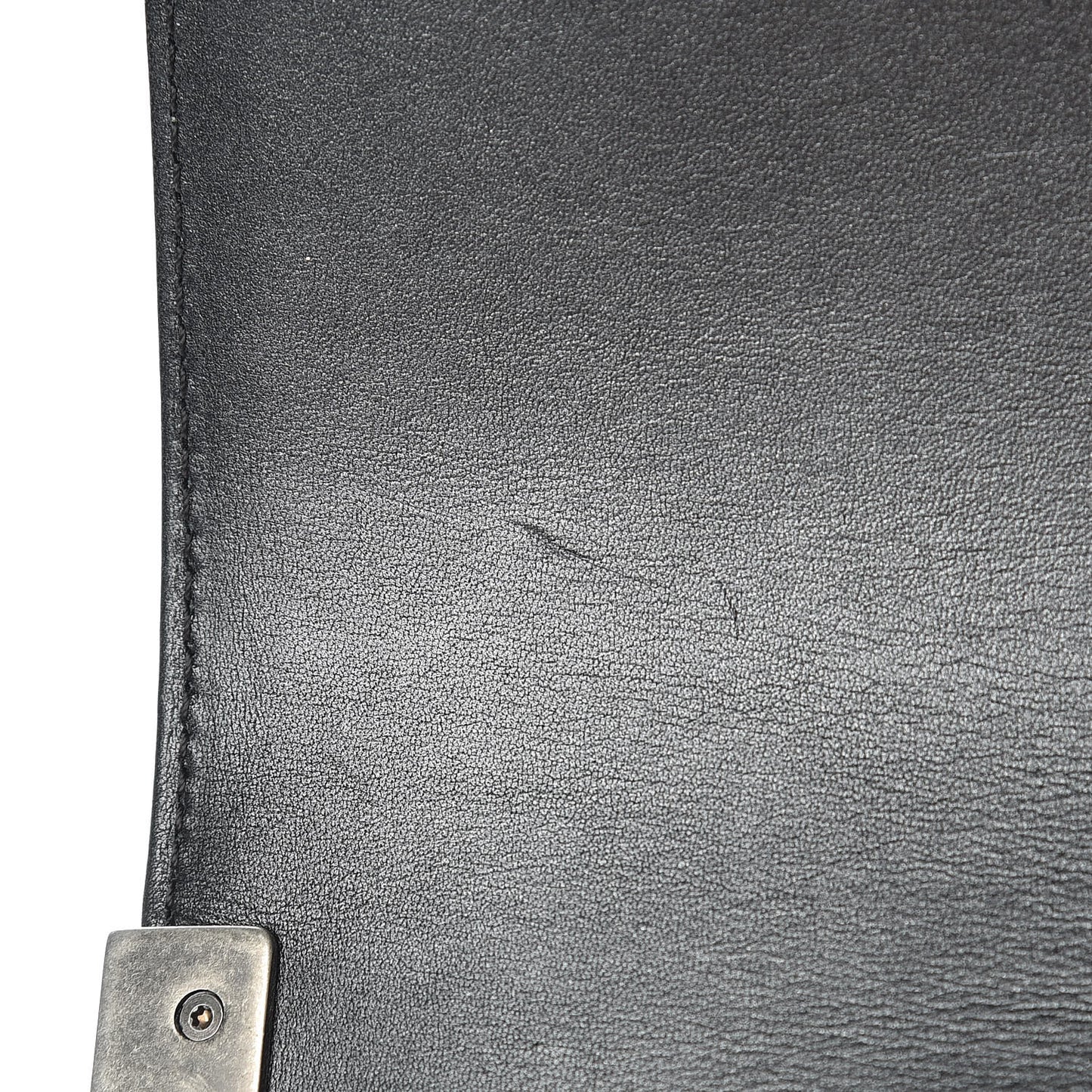 Metallic Calfskin Quilted Medium Boy Flap Black